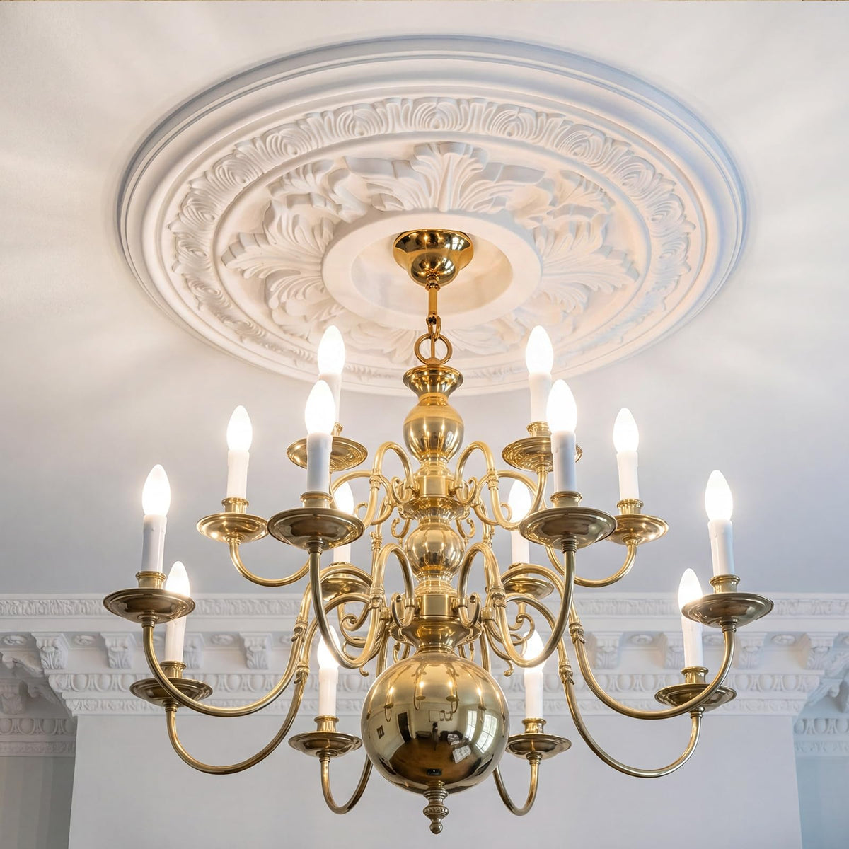 2 Pack 15" OD x 3.74" ID PU Chandelier Fan Ceiling Medallion