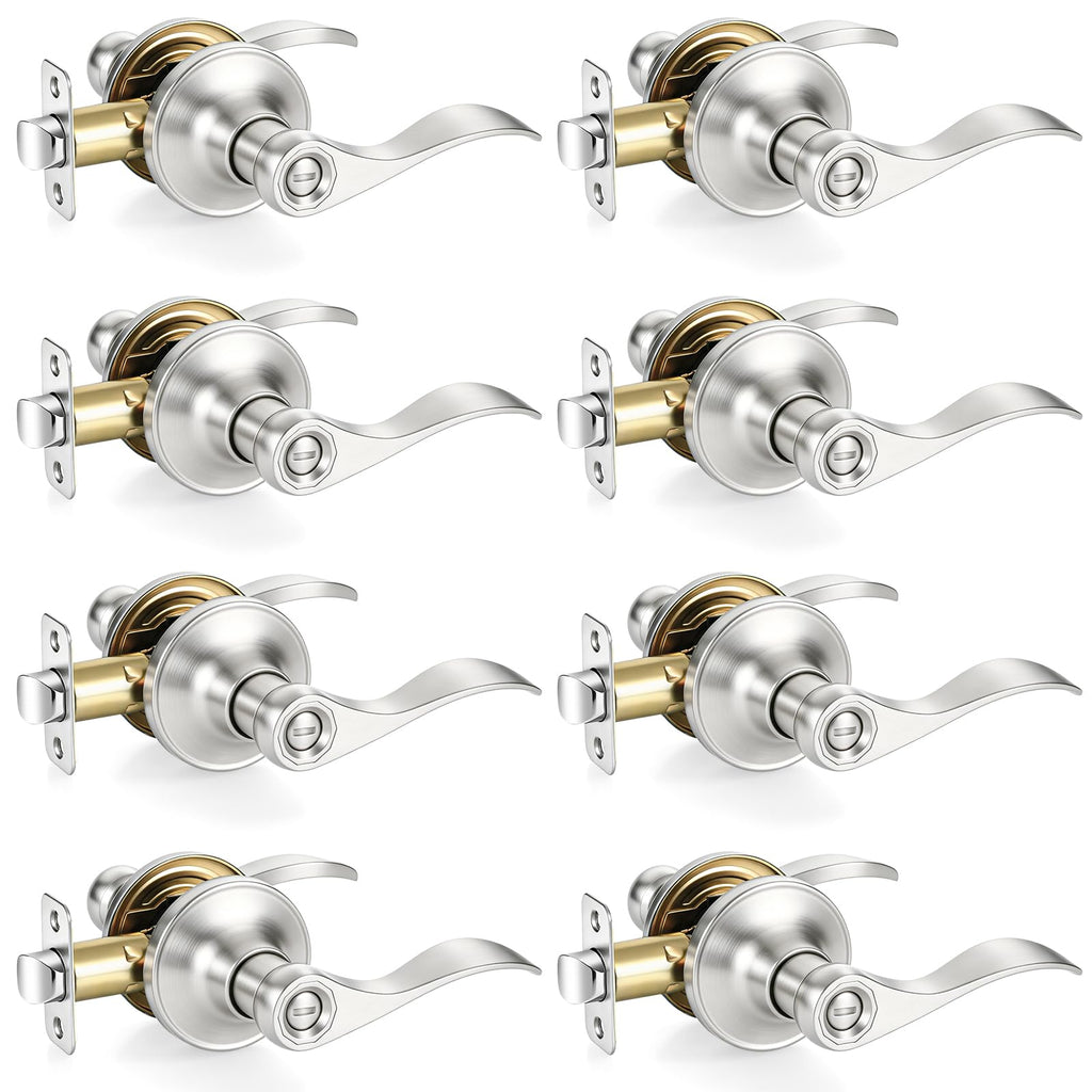 8 Pack Door Handles Interior Door Knobs, Keyless Privacy Door Levers
