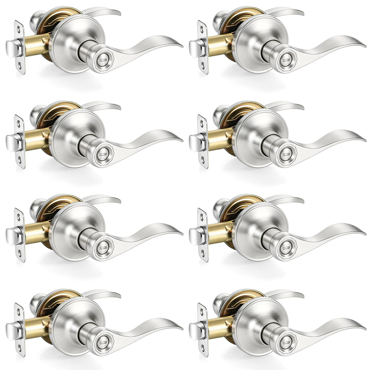 8 Pack Door Handles Interior Door Knobs, Keyless Privacy Door Levers