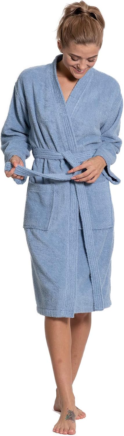 Soft & Absorbent Towel Robe, 100% Cotton Turkish Terry Cloth Kimono Bathrobes for Women