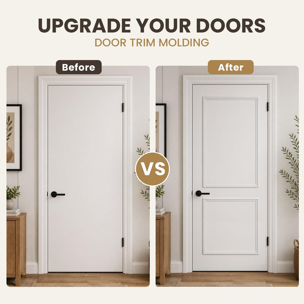 Peel and Stick Door Molding Pre-Cut Paintable Trim Moulding Kit