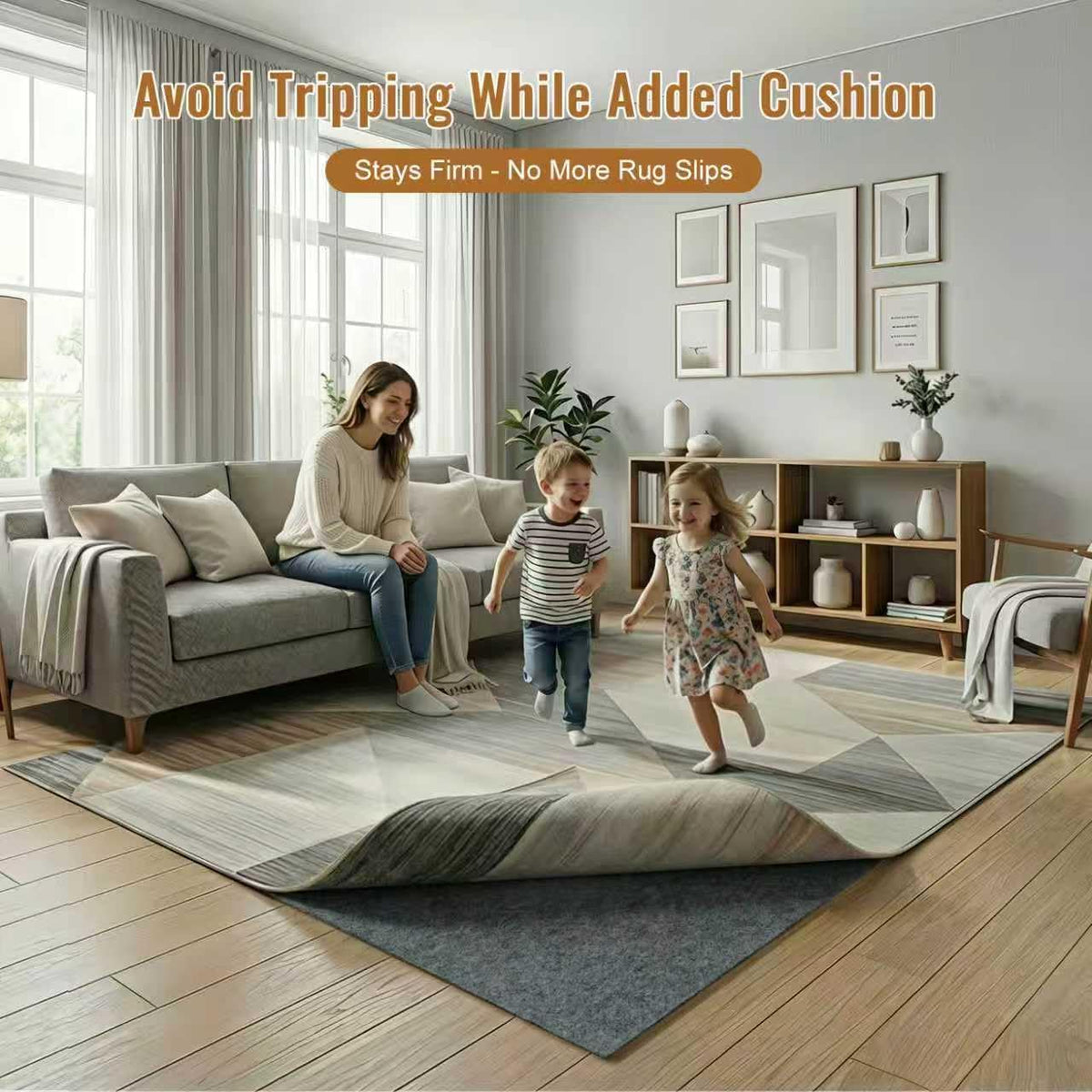 Felt Rug Pad, 3 x 5 Ft Rubber Non-Slip Rug Pad Gripper, Keep Rugs Secure and in Place, Extra Strong Under Carpet Mat