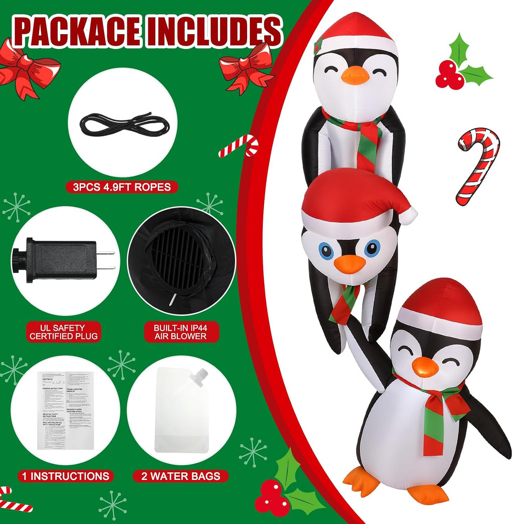 7ft Penguin Christmas Inflatable Roof Hanging Outdoor Decorations