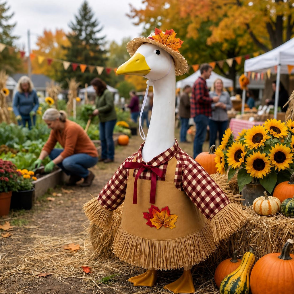 Scarecrow Fall Porch Goose Outfits for 23" Cement Goose Set