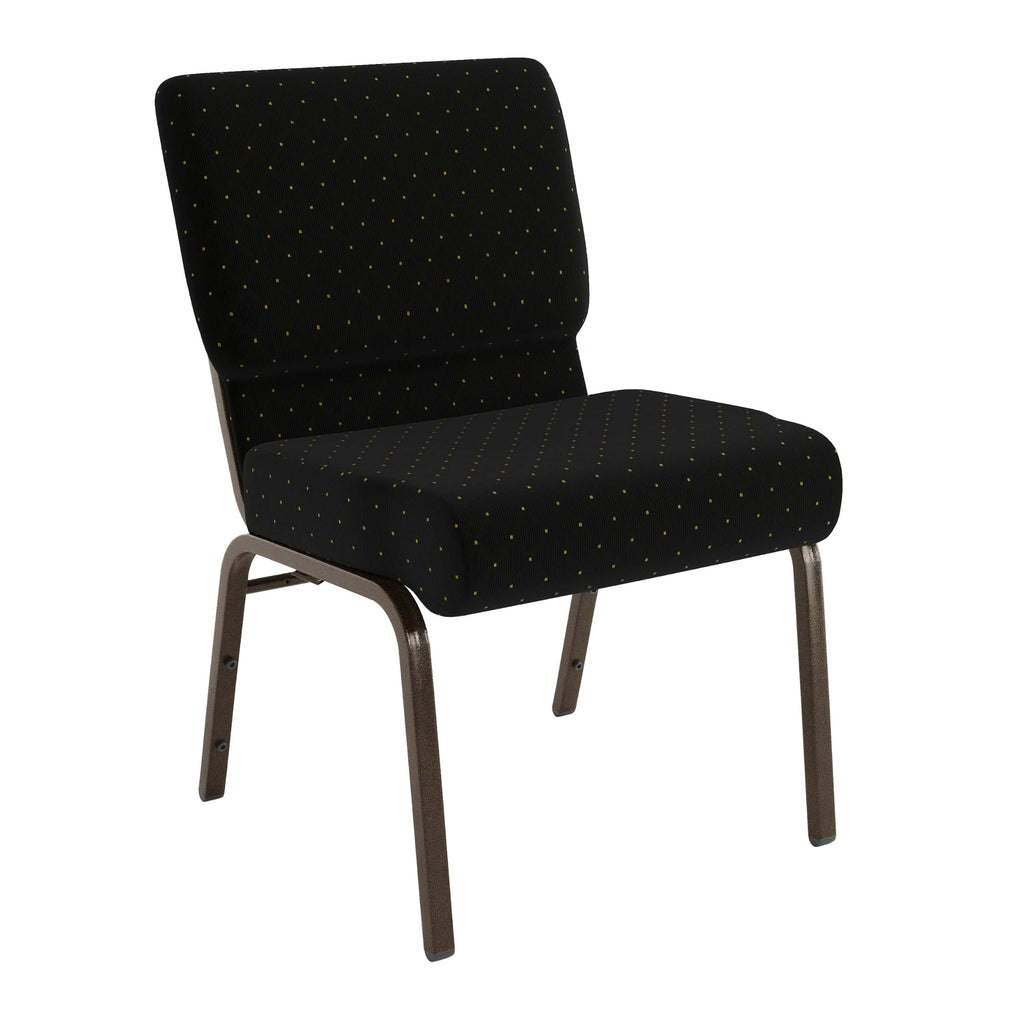 4 Pack HERCULES Series 21''W Stacking Church Chair in Black Dot Patterned Fabric - Gold Vein Frame