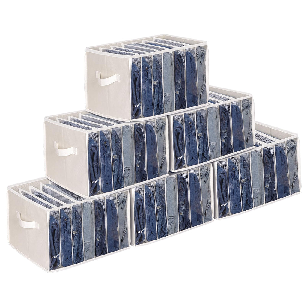 Pants Organizer for Closet Closet Drawer Organizer, Beige, 6 Pack