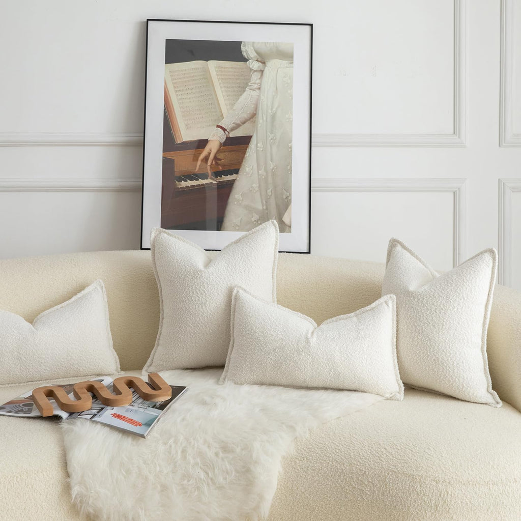 Pack of 2 Decorative Throw Pillow Covers Accent Solid Woven Textured Cushion Covers Pillow Cases Bedroom Living Room