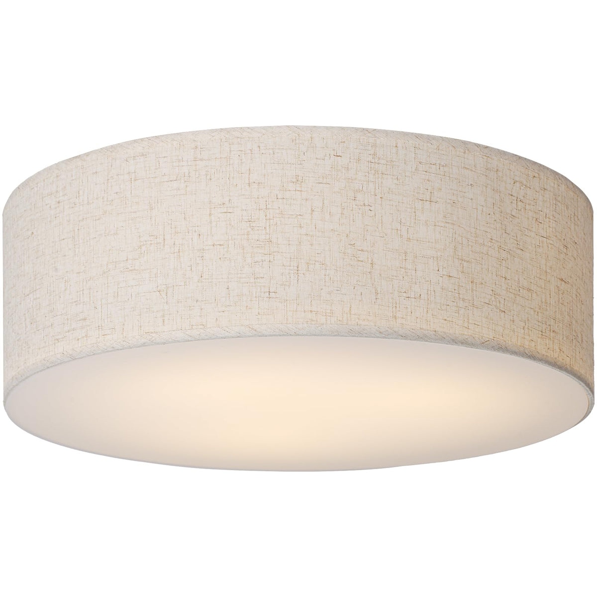 18-Inch Large Flush Mount Ceiling Light Fixture with Fabric Shade, Modern Drum Closed to Ceiling Lighting for Living
