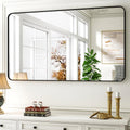 30 x 48 Inch Bathroom Mirror, Rounded Rectangular Vanity Mirror for Wall, Modern Mirror for Room Decor, Black Framed