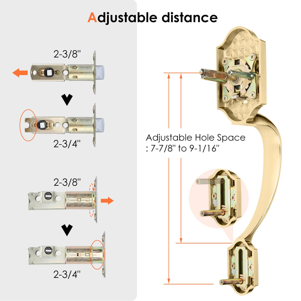 Gold Front Door Handle and Deadbolt Set, Front Door Lock Set