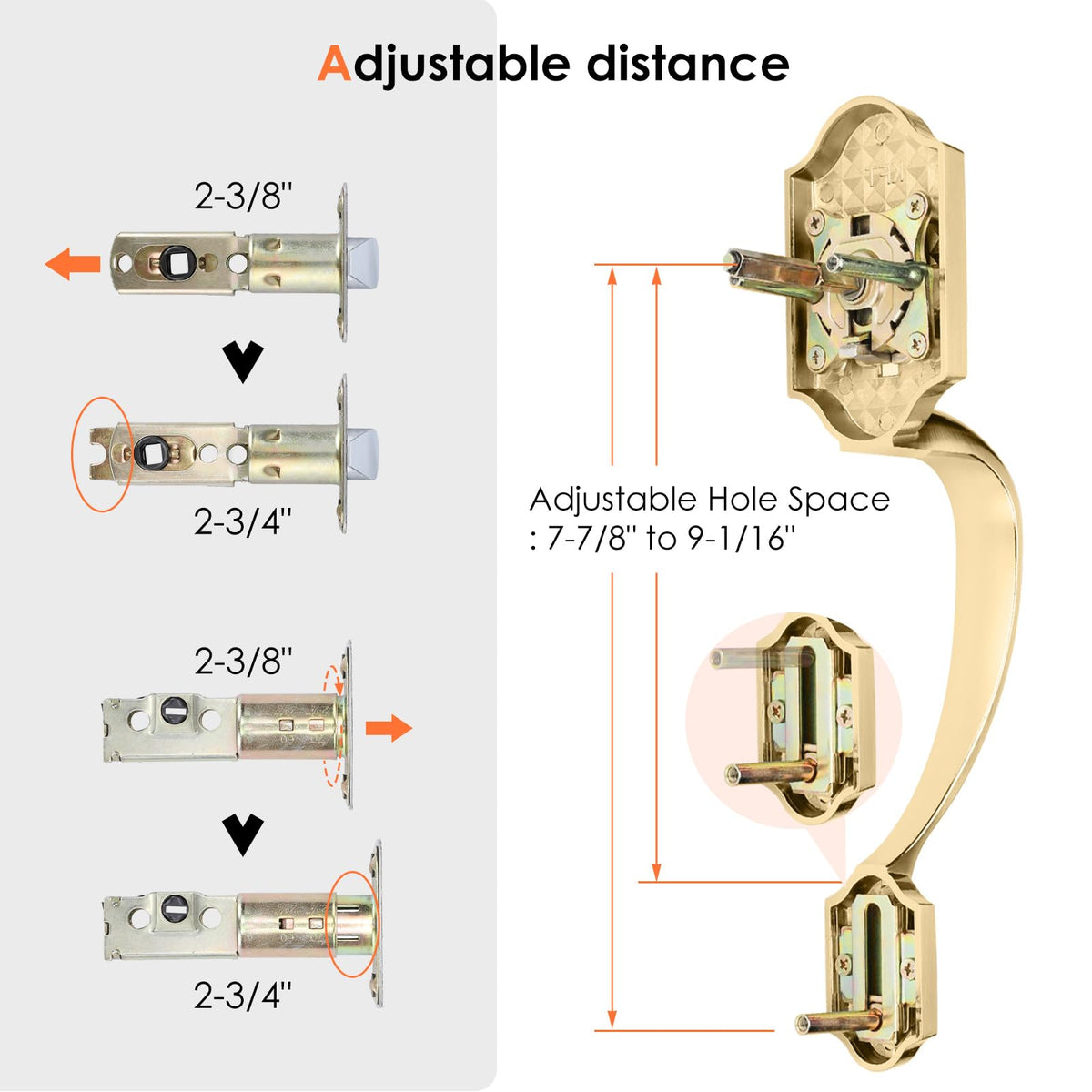 Gold Front Door Handle and Deadbolt Set, Front Door Lock Set