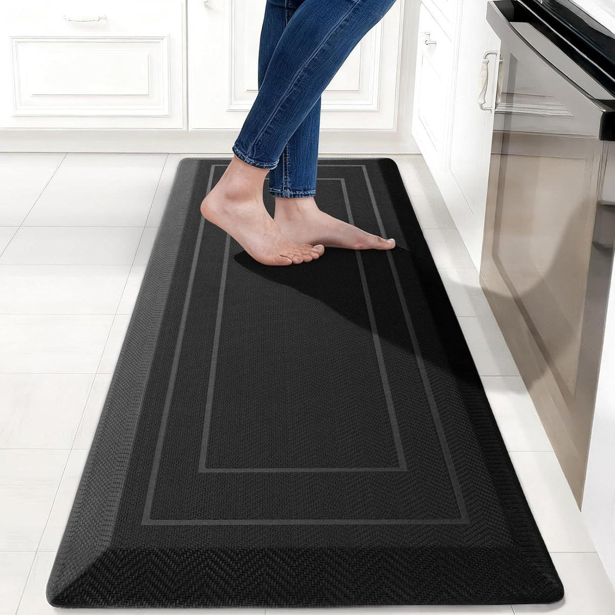 9/10"" Extra Thick Cushioned Anti Fatigue Kitchen Mat, Waterproof High Density Foam Standing Desk Mat, Non-Slip