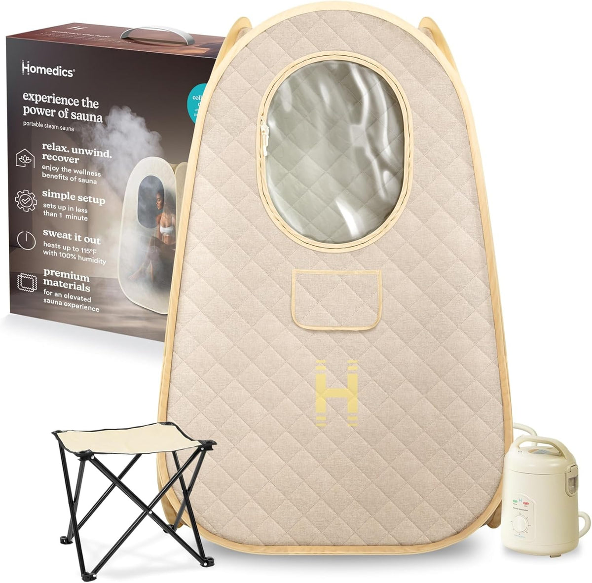 Portable Sauna - Collapsible Personal Steam Sauna for Stress Relief & Muscle Relaxation, Fast 1-Min Setup