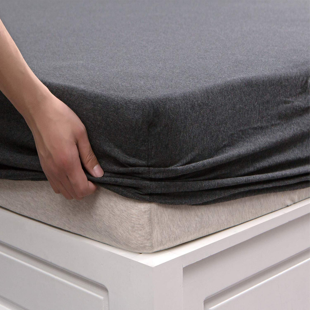 Jersey Fitted Sheet Only Heather Charcoal Grey