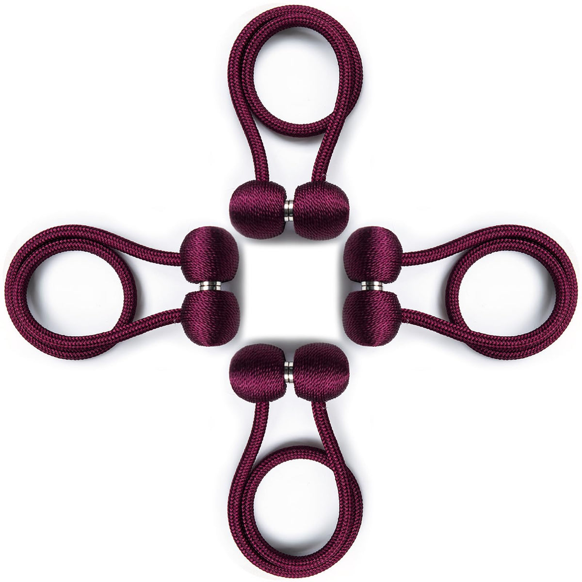 Magnetic Curtain Tiebacks 4pcs, Curtain Buckles Holders Living Room Home Window Treatment Decorative, Rose Red