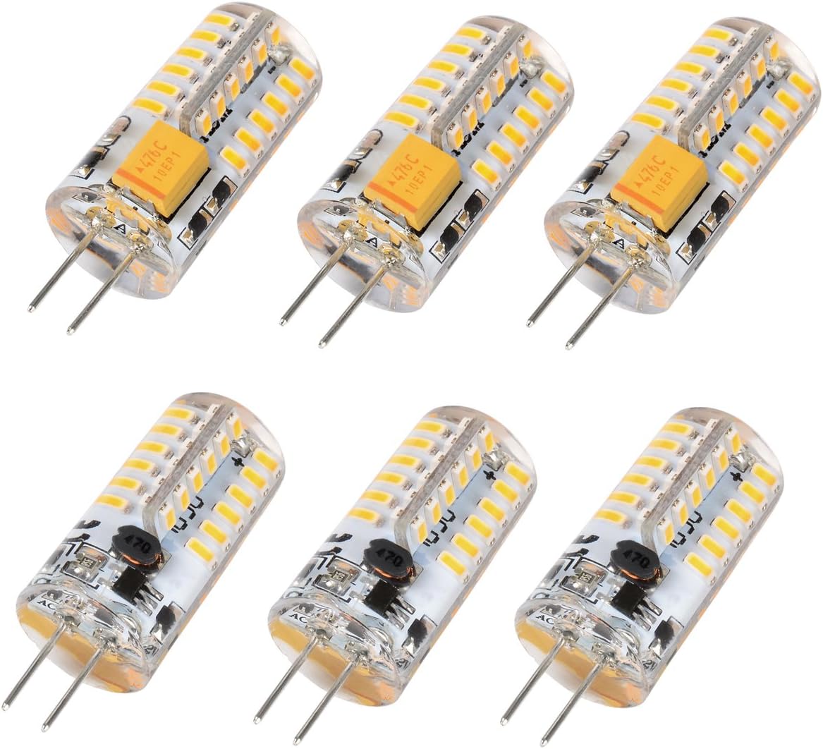 6pcs G4 LED Bulbs JC Type Bi-Pin Light 3W 12V Warm White 3000K T3 Halogen Bulb Replacement G4 Bulb for Outdoor