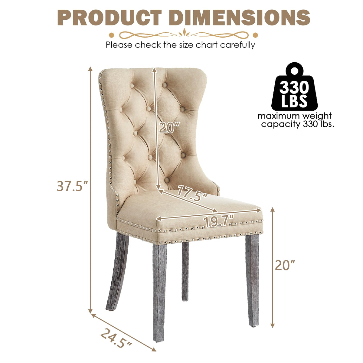 Leather Dining Chairs Set of 4, Beige