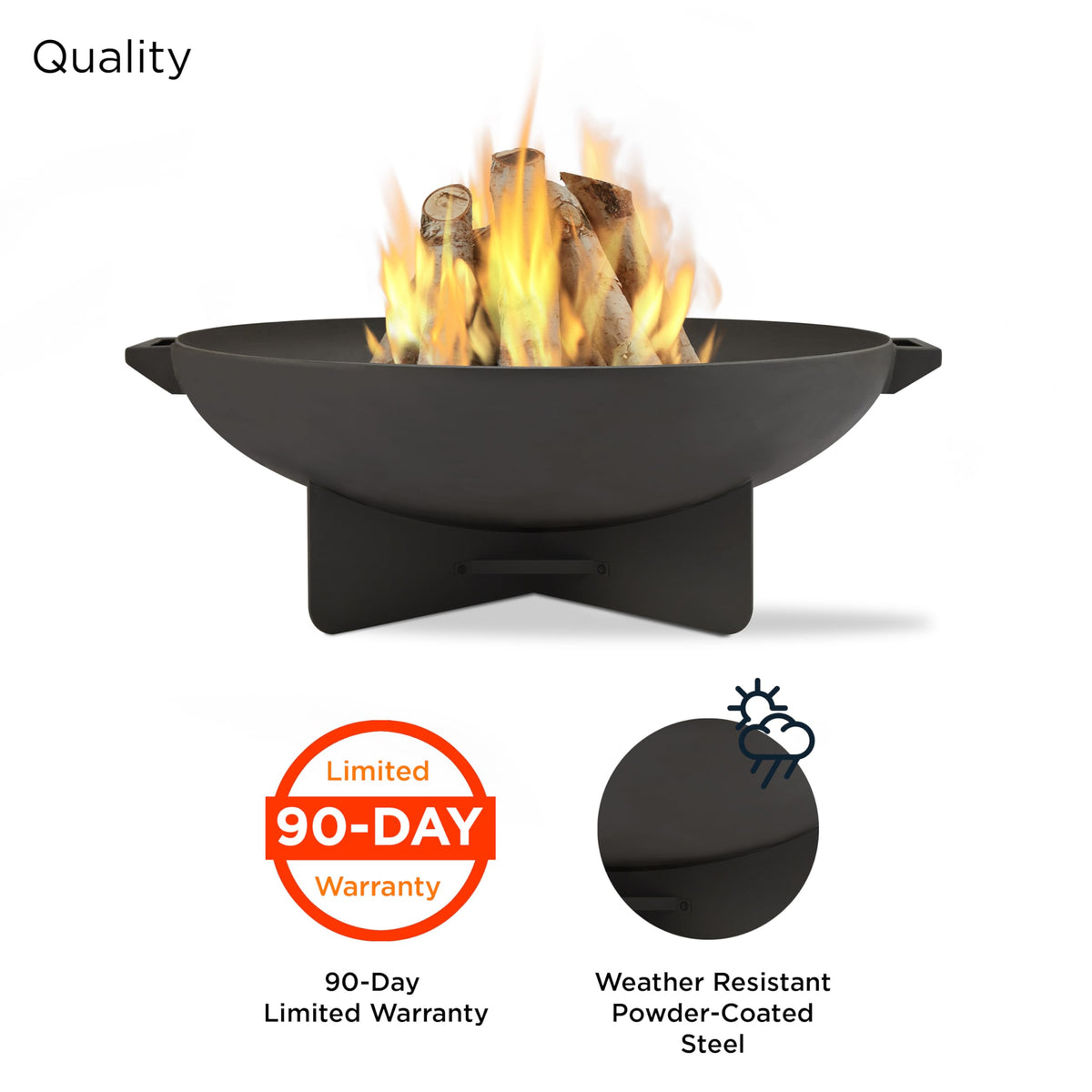 Anson 36" Round Patio Wood Burning Outdoor Fire Pit, Heavy-Gauge Steel Fire Pit for Backyard, Porch, Deck, Camping.
