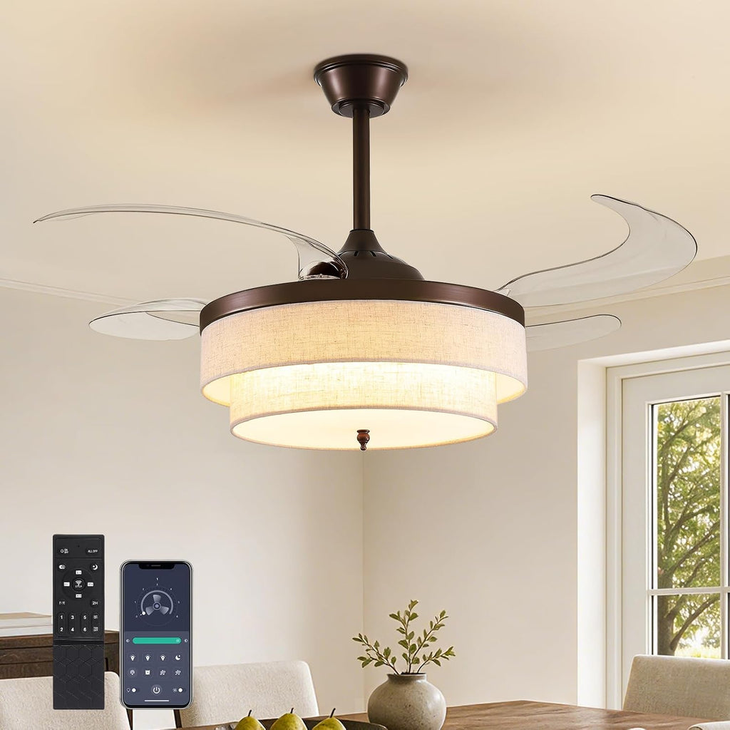 48" Brown Chandelier Retractable Ceiling Fan with Light