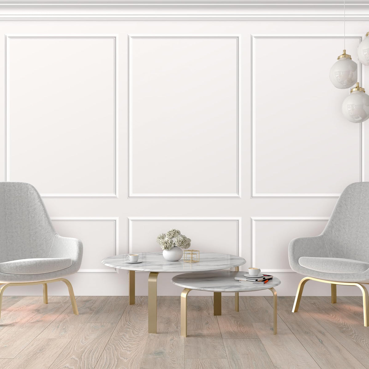 3set Peel and Stick Wall Molding Kit 3D Premade, 39x63in