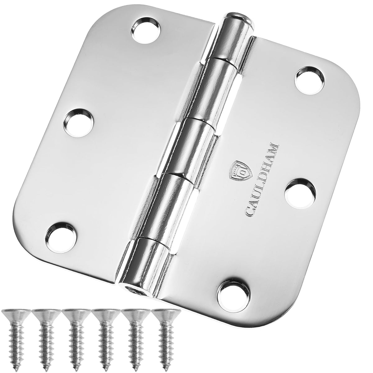 12 Pack) Heavy-Duty 3-1/2" Interior Door Hinges with 5/8" Radius Corners - Polished Chrome