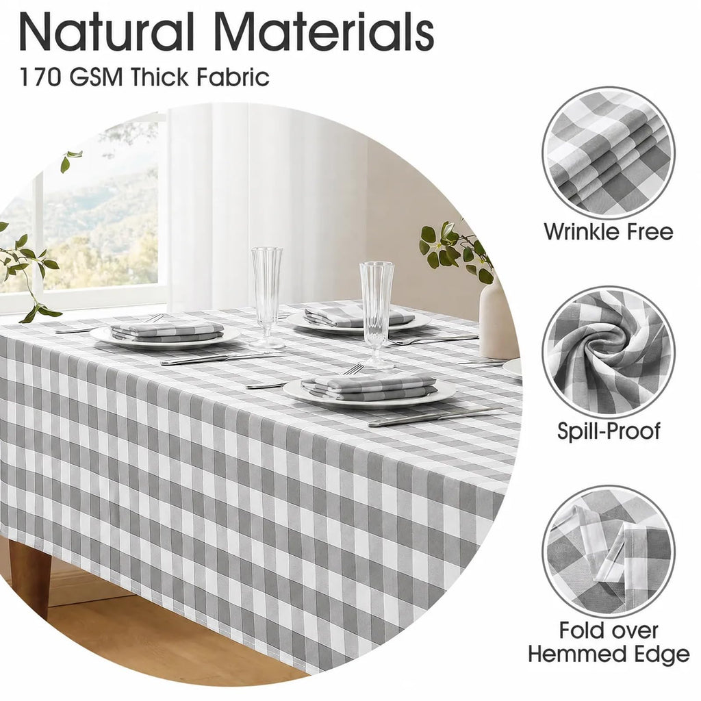 Checkered Tablecloth Rectangle Waterproof Gingham Table Cloth Washable Buffalo Plaid Table Cover Wrinkle Free
