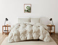 Cloud Puffer Beige Microfiber 3-Piece Comforter Set, Solid Themed, for Men and Women, Oeko-TEX Certified