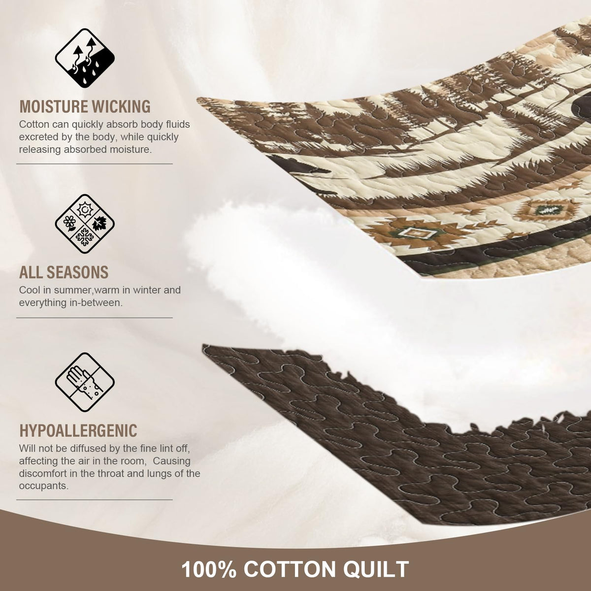 Cabin Quilt Set, 100% Cotton Rustic Quilted Bedspreads
