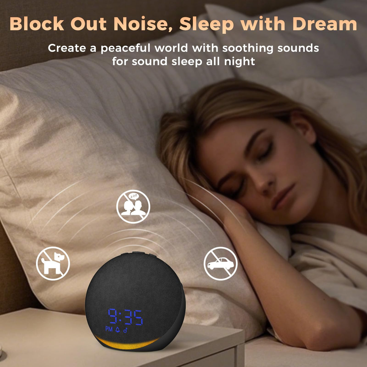 Sound Machine Alarm Clock : 25 Natural Sleep Sounds