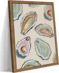 Framed Oyster Shell Canvas Wall Art, Colorful Abstract Wall Art Print, Coastal Beach House Wall Decor, Summer Dining
