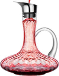Hand Blown Wine Decanter, 60oz Large Red Wine Decanter With Aerator, Lead-free Striped Glass Carafe, Cute Wine