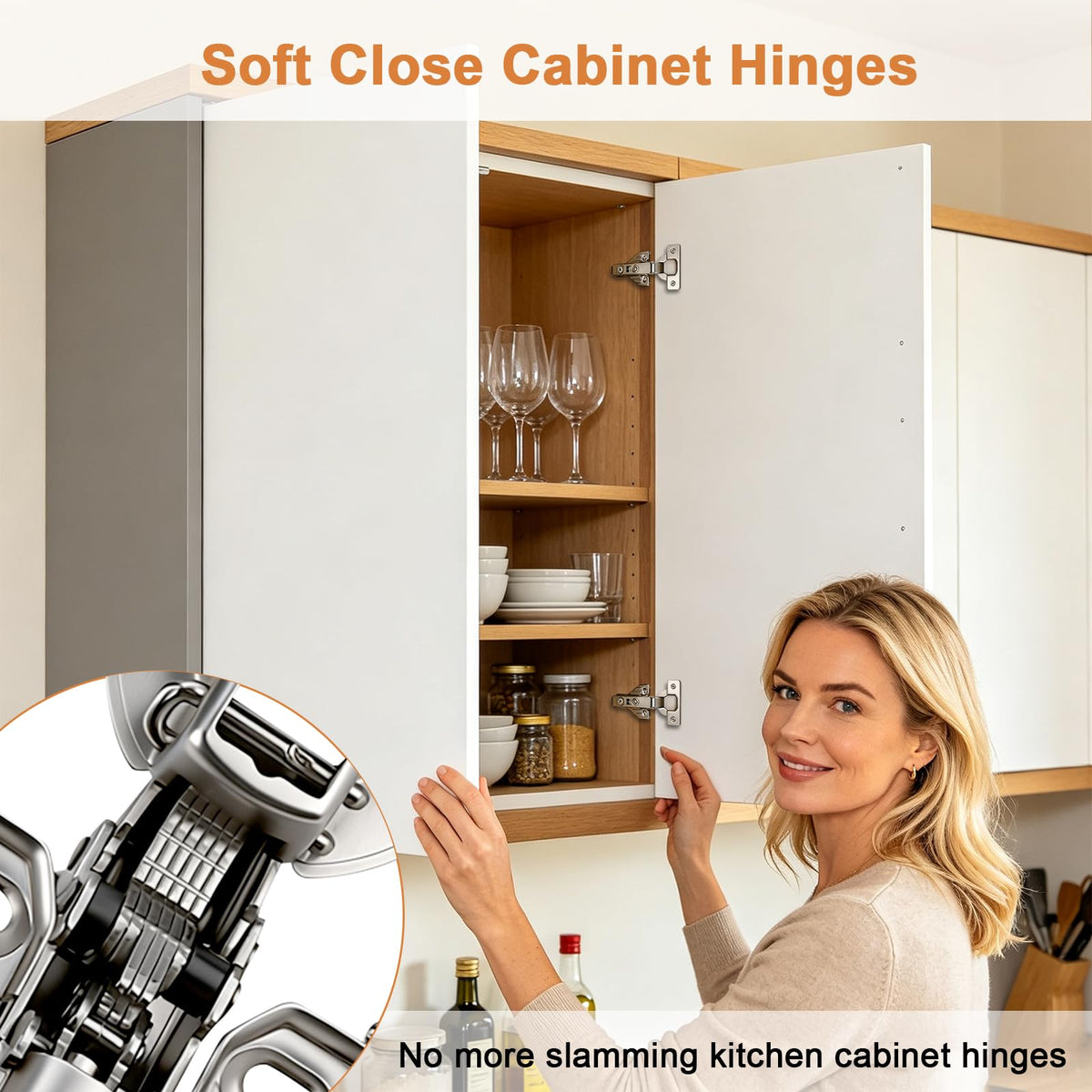 Full Overlay Soft Close Clip On Face Frame Mounting Cabinet Hinges, Nickel Plated Door Hinges, Concealed Screws 105
