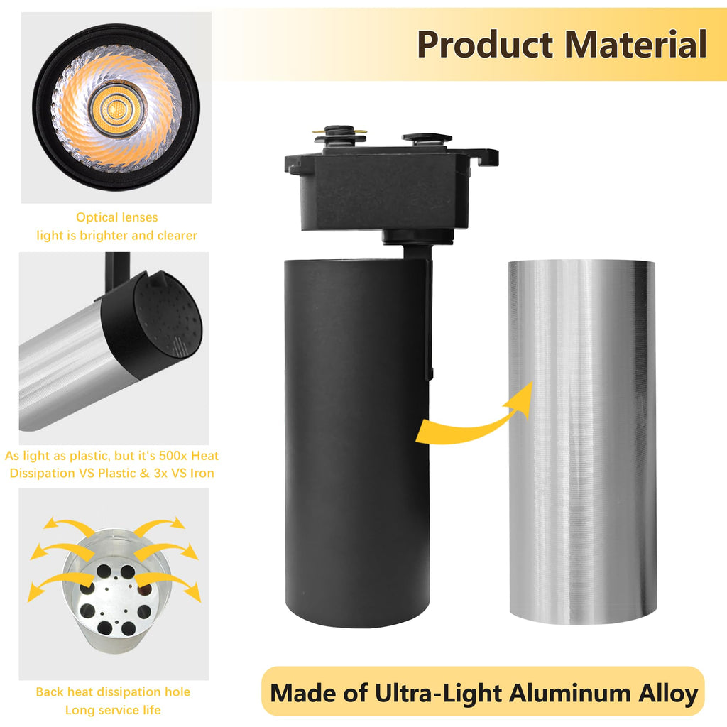 H Type LED Track Lighting Kit Dimmable Adjustable Angle Light Heads