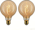 Oversized LED Edison Bulb, Amber 4W 2200K Dimmable E26 Globe 2PK