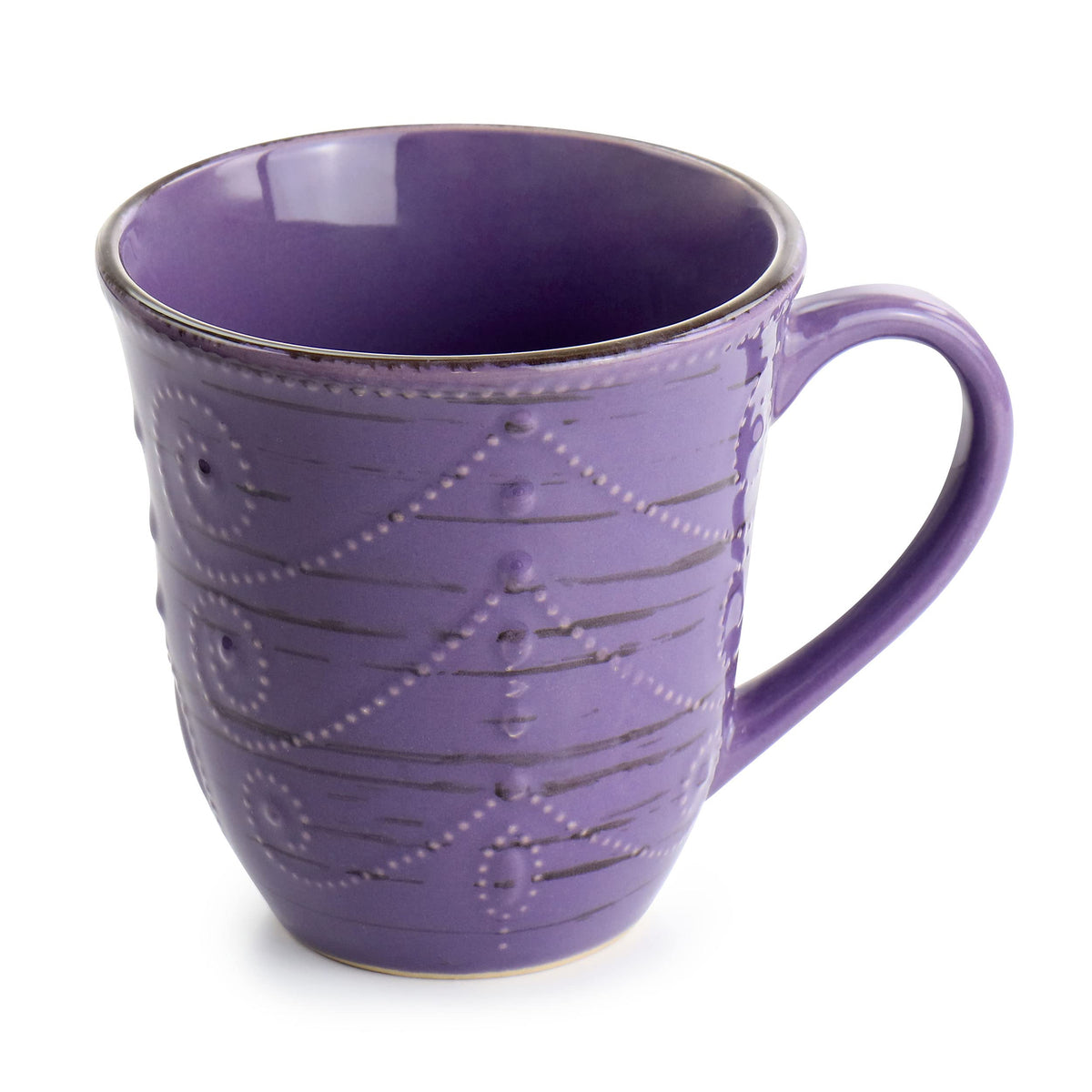 Rustic Birch 16 Piece Stoneware Dinnerware Set in Purple, Purple with Brown Accents, (EL-RUSTICBIRCH)
