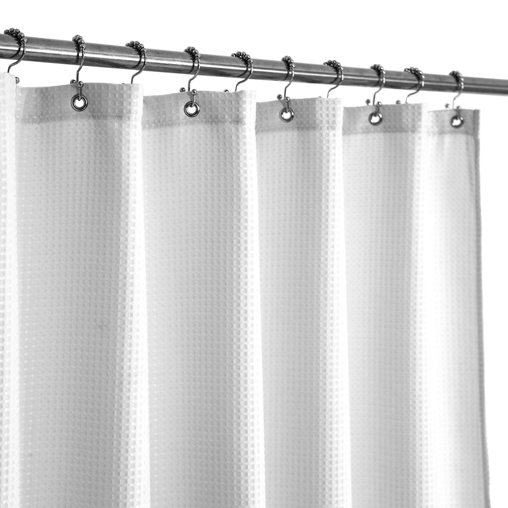 Waffle Weave Stall Shower Curtain Fabric 54 x 72 Inch, White