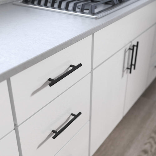 (10-Pack) - Matte Black Cabinet Handles, 5-1/16 Inch Hole Center, Modern Pulls for Drawers, Kitchen Cabinet Door