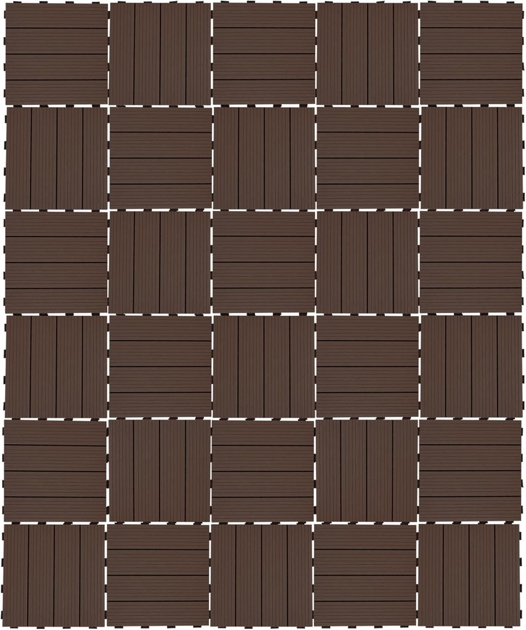 Interlocking Deck Tiles, 30Pcs 11.8"x11.8" Outdoor Water-Repellent Flooring Tiles Plastic Interlocking Patio Deck Tiles
