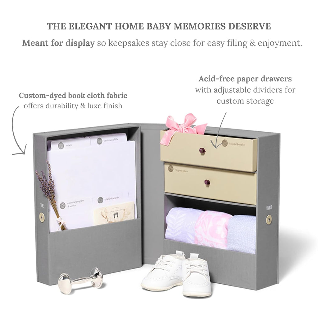 Baby Keepsake Organizer Box | The Original Fabric Acid-Free Modern Minimalist Gender-neutral Memory Box with Labels