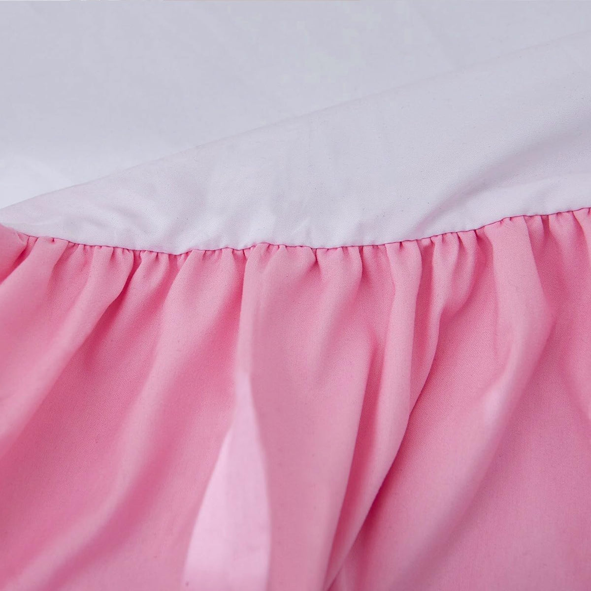 Pink Crib Bed Skirt 14 in Deep Drop Dust Ruffle Double Layer Microfiber Nursery Bedding Skirt for Baby Girls