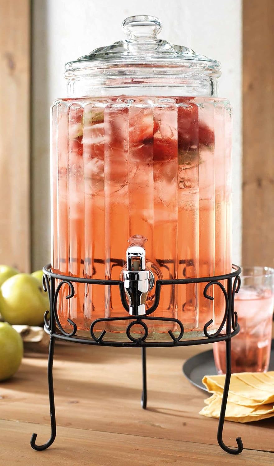 1.5 Gallon Drink dispenser, With Elegant Stand Stand, Drink Dispensers for Parties With Spigot 100% Leakproof. - Set of 2