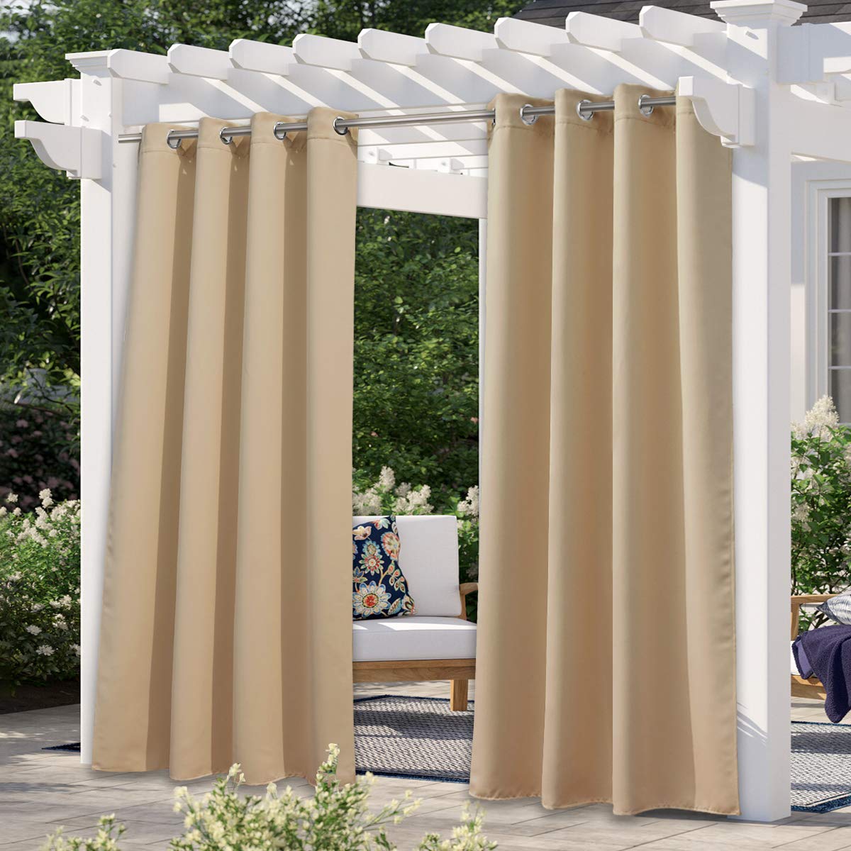 Indoor & Outdoor Curtain Waterproof 108" Long, Triple Weave Sunlight Blocking Thermal Insulated Privacy Room