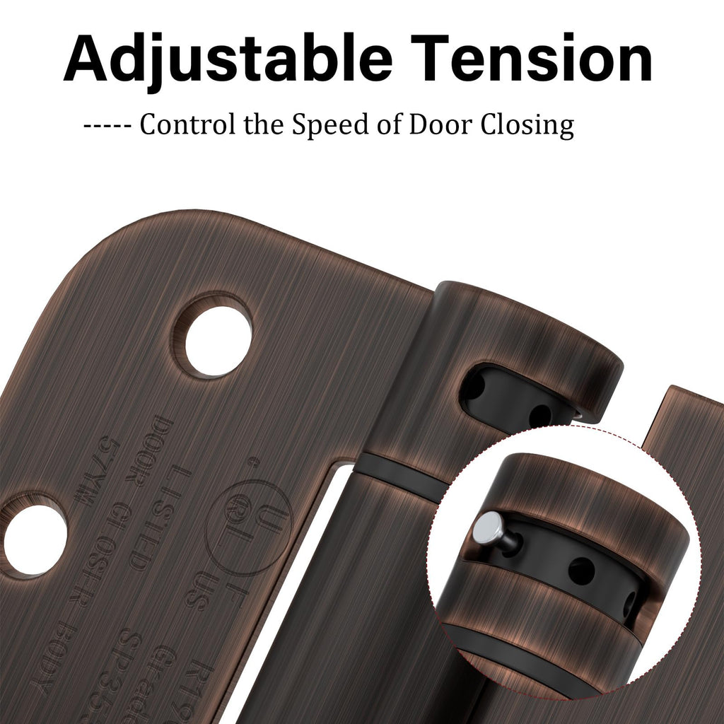 2 Pack 4Inch Spring Door Hinges Oil Rubbed Bronze 5/8" Radius Corner