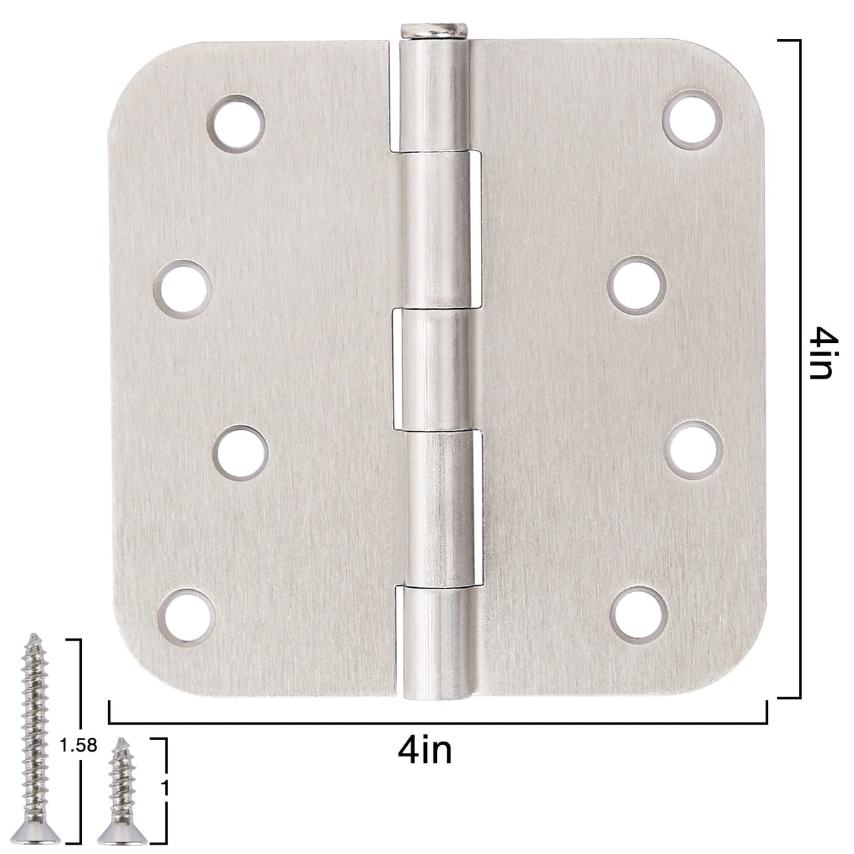18 Pack Door Hinges 4 Inch Brushed Nickel 5/8" Radius Interior