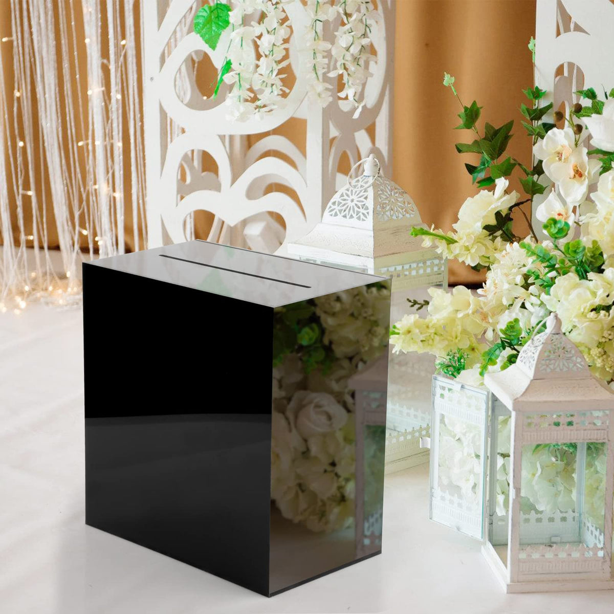 Black Acrylic Wedding Card Box Clear DIY Card Boxes Gift Card Box Money Box Holder for Wedding Reception Anniversary