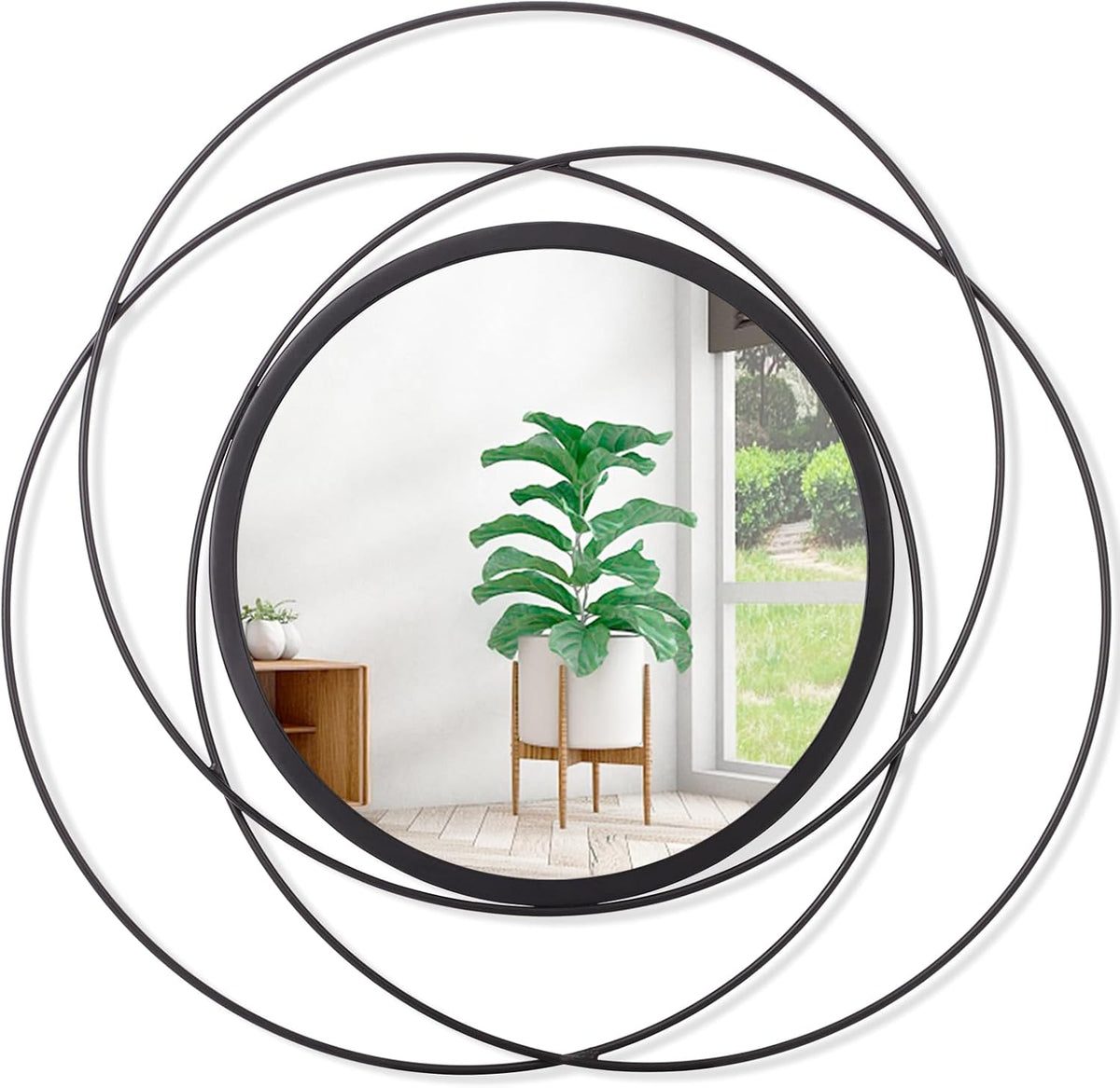 Black Circle Mirror Wall Decorative Metal Wall Mirror, Art Small Round Wall Home Mirror, Decor Living Room Bedroom