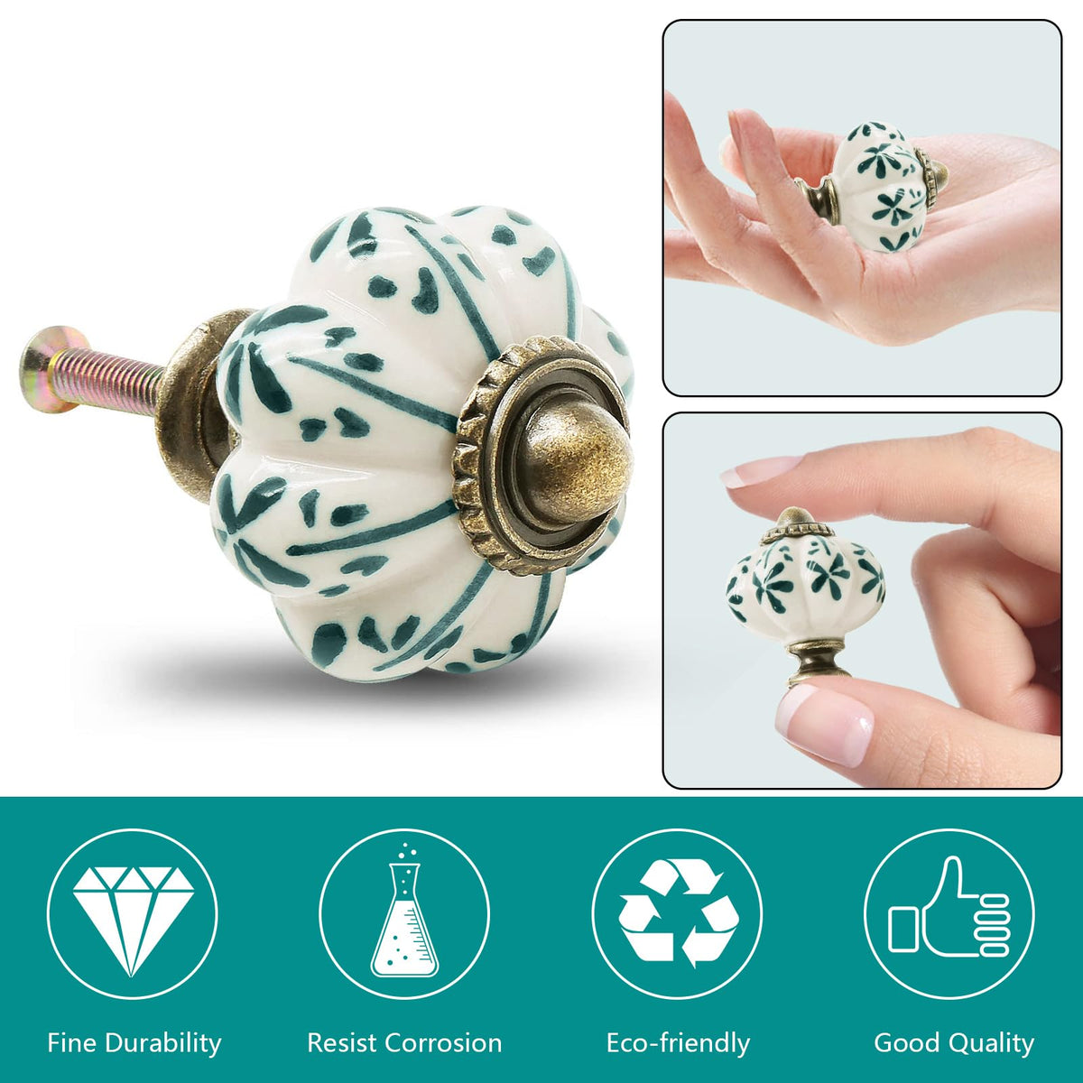 12pcs Ivory Pumpkin Knobs, Leaf Pattern Cabinet Knobs