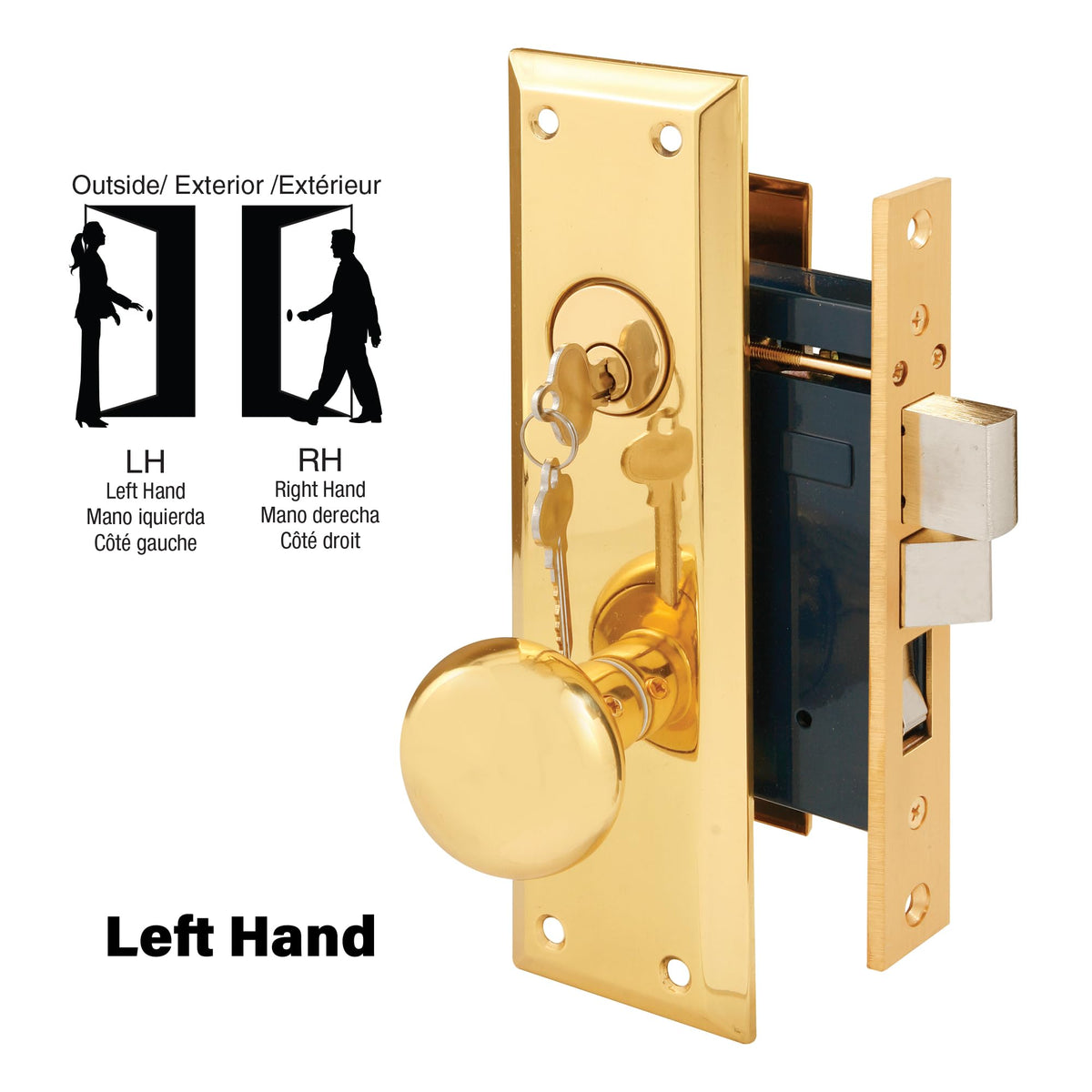 SE 26000 Diecast Single Cylinder Entry Door Mortise Lockset, 2-1/2 Inch Backset, Brass Finish (Single Pack)