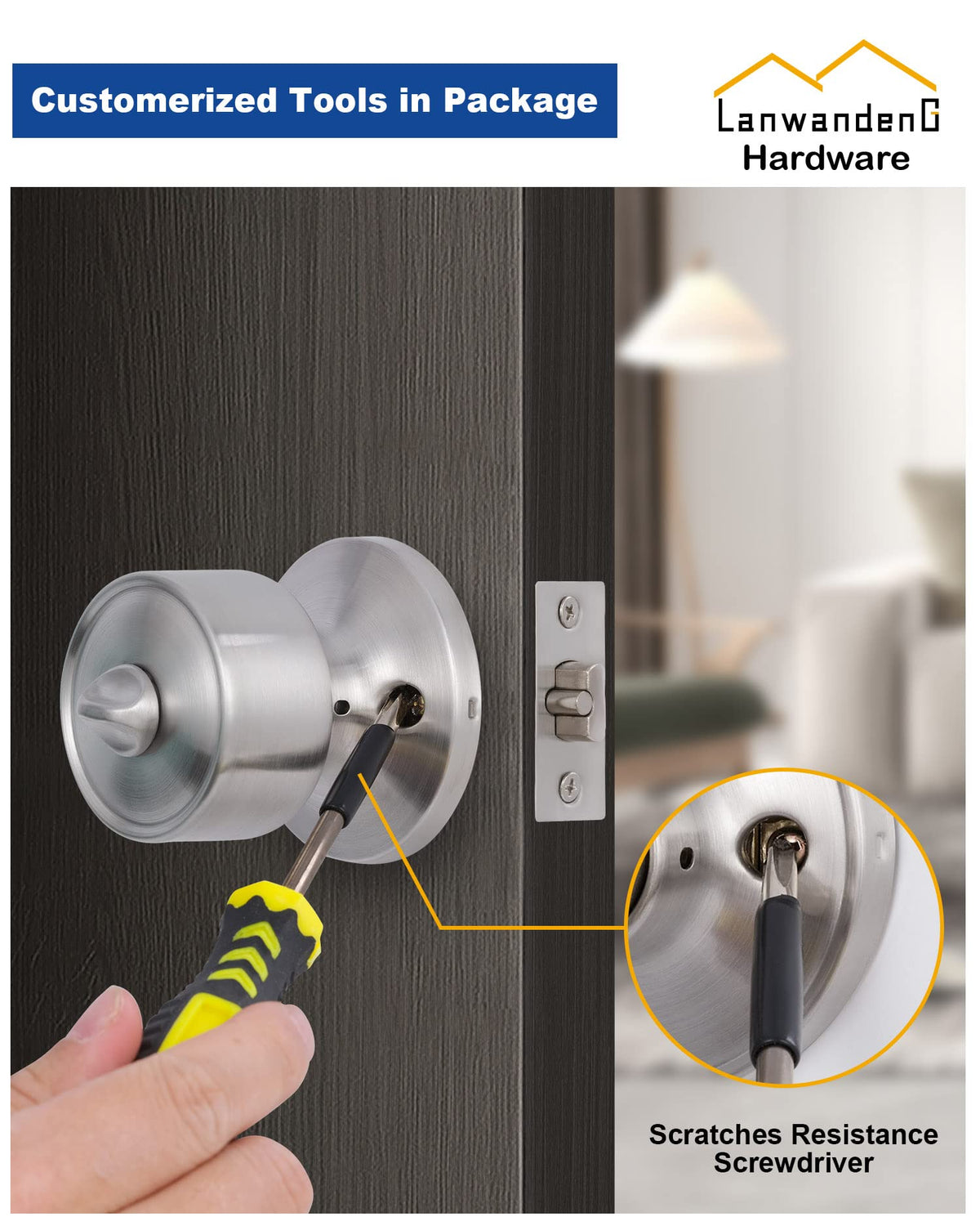 2 Sets Keyed Alike Entry Door Knobs and Single Cylinder Deadbolt Lock Combo Set Security for Entrance and Front Door