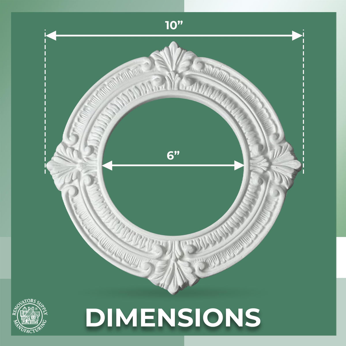 Supply 10 Inch Ceiling Light Trim Medallion White Pack of 10